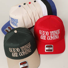 Load image into Gallery viewer, GOOD THINGS ARE COMING Embroidered Two-Tone Trucker Hat