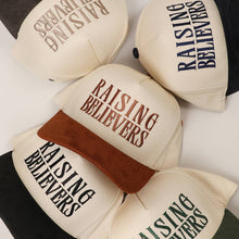 Load image into Gallery viewer, RAISING BELIEVERS Suede Two-Tone Trucker Hat
