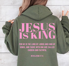 Load image into Gallery viewer, Jesus is King PINK design - Rev 17:14   Hooded Sweatshirt