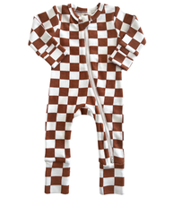 Load image into Gallery viewer, Stracciatella Checkerboard / Organic 2-Way Zip Romper