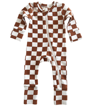 Load image into Gallery viewer, Stracciatella Checkerboard / Organic 2-Way Zip Romper