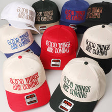 Load image into Gallery viewer, GOOD THINGS ARE COMING Embroidered Two-Tone Trucker Hat
