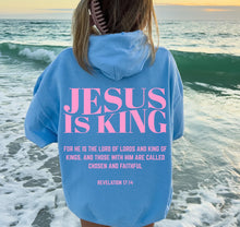 Load image into Gallery viewer, Jesus is King PINK design - Rev 17:14   Hooded Sweatshirt