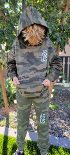 JESUS -  Hooded Sweatshirt & Sweatpants Lounge Set - Camo