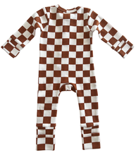 Load image into Gallery viewer, Stracciatella Checkerboard / Organic 2-Way Zip Romper