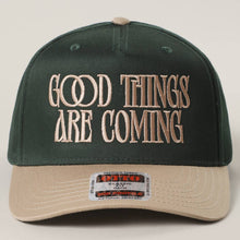 Load image into Gallery viewer, GOOD THINGS ARE COMING Embroidered Two-Tone Trucker Hat