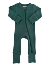 Load image into Gallery viewer, Pine / Organic Pointelle 2-Way Zip Romper