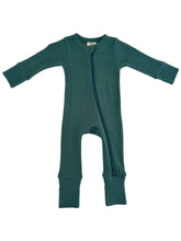 Load image into Gallery viewer, Pine / Organic Pointelle 2-Way Zip Romper