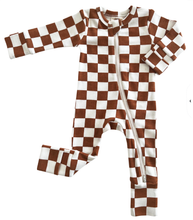 Load image into Gallery viewer, Stracciatella Checkerboard / Organic 2-Way Zip Romper